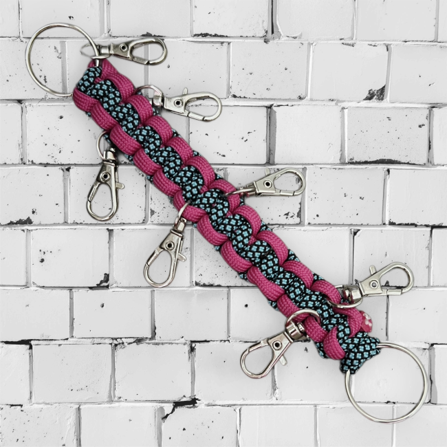 Schleifenorganizer - Bow Organizer dunkelpink/ Muster türkis